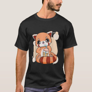 Kawaii Parel Bubble Tea Rode Panda Boba Anime T-shirt