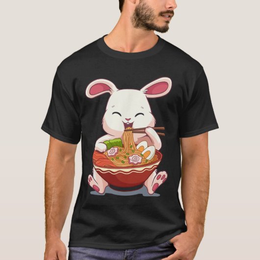 Kawaii Pasen Bunny Ramen Noodles Japanse Pasen T-shirt (Voorkant)