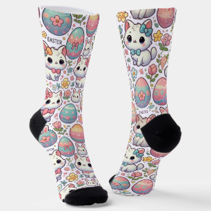 Kawaii Pasen Kattensokken Cute Kitty & Kleurrijke Sokken