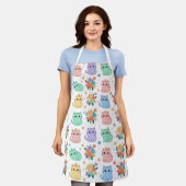 Kawaii Pastel Cats and Flowers Pattern Apron Schort (Gedragen)