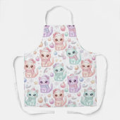 Kawaii Pastel Christmas Cats Apron for Cat Lovers Schort (Voorkant)