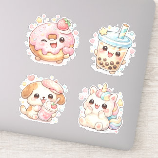Kawaii Pastel Eten & Eenhoorn Anime Sticker