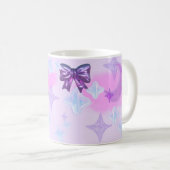 Kawaii Pastel Girly 3D Coquette Bow Moon Mug (Devant droit)