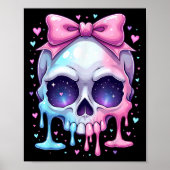 Kawaii Pastel Goth Creepy Bowtie Girl Skull Hallow Poster (Voorkant)