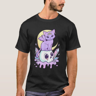 Kawaii Pastel Goth Lieve Enge Hekserige Kat en Sch T-shirt