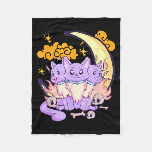Kawaii Pastel Goth Schattig Y 3 Hoofdige Hond Hall Fleece Deken