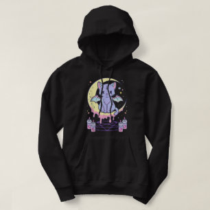 Kawaii Pastel Gothic Cute Creepy Black Cat Hoodie