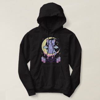 Kawaii Pastel Gothic Cute Creepy Black Cat Hoodie