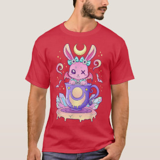 Kawaii Pastel Gothic Cute Creepy Bunny in Teacup T-shirt