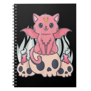 Kawaii Pastel Gothic Cute Creepy Demon Cat and Sku Notitieboek