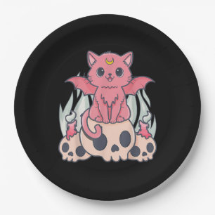 Kawaii Pastel Gothic Cute Creepy Demon Cat and Sku Papieren Bordje