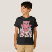 Kawaii Pastel Gothic Cute Creepy Demon Cat and Sku T-shirt (Voorkant volledig)