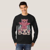 Kawaii Pastel Gothic Cute Creepy Demon Cat and Sku T-shirt (Voorkant volledig)