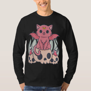 Kawaii Pastel Gothic Cute Creepy Demon Cat and Sku T-shirt