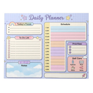 Kawaii Pastel Grid Dagelijkse Planner Notitieblok