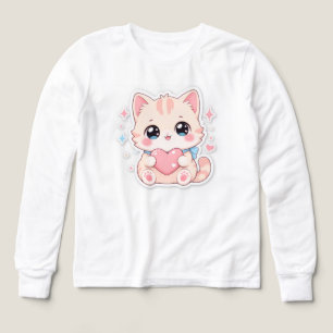 Kawaii Pastel Kat Hart Lief Meisjes T-Shirt