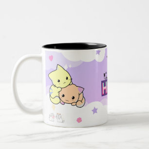 Kawaii Pastel Katten Cadeau Meisjesachtig Katten Tweekleurige Koffiemok