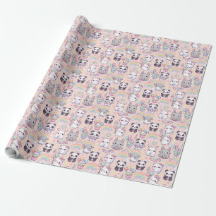Kawaii Pastel Katten en Bunnies Behang Cadeaupapier