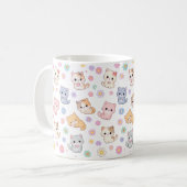 Kawaii Pastel Kittens and Flowers Pattern Mug (Devant gauche)