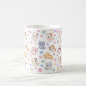 Kawaii Pastel Kittens and Flowers Pattern Mug (Centre)