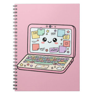 Kawaii Pastel Laptop Studeer Sfeer Sticker Notitieboek