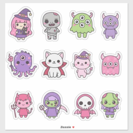 Kawaii Pastel Monster Mash Sticker Pack (Vel)