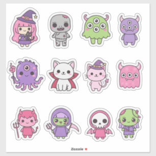 Kawaii Pastel Monster Mash Stickerpakket Sticker