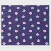 Kawaii Pastel Planets Cadeaupapier (Vlak)