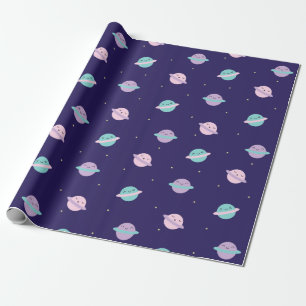 Kawaii Pastel Planets Cadeaupapier