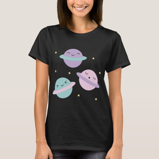 Kawaii Pastel Planets T-shirt (Voorkant)