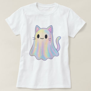 Kawaii Pastel Rainbow Cat Ghost Spookachtig esth T-shirt