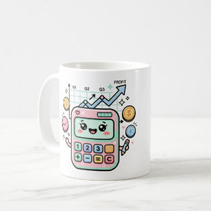 Kawaii Pastel Rekenmachine Financiën Student Stick Koffiemok