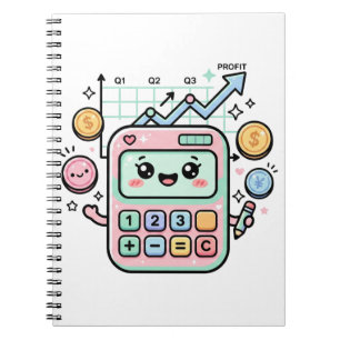 Kawaii Pastel Rekenmachine Financiën Student Stick Notitieboek