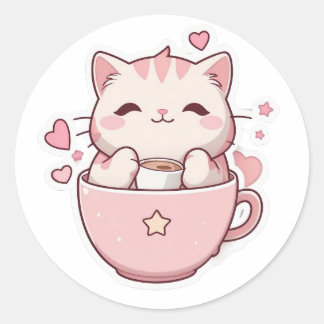 kawaii pastel roze cat Sticker