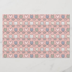 Kawaii Pastel Roze Kattengezichtjes Scrapbook Papi Briefpapier