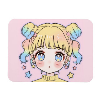 Kawaii Pastel Star Girl Portrait Magneet