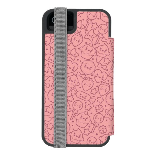 Kawaii-patroon met schattige koekjes incipio iPhone portemonnee hoesje (Agenda Achterkant)