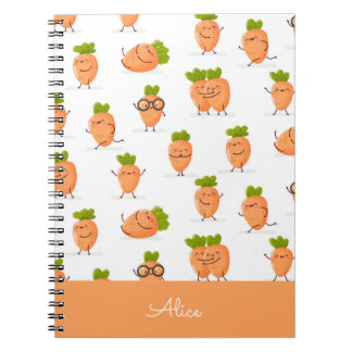 Kawaii patroon van leuke wortels notitieboek