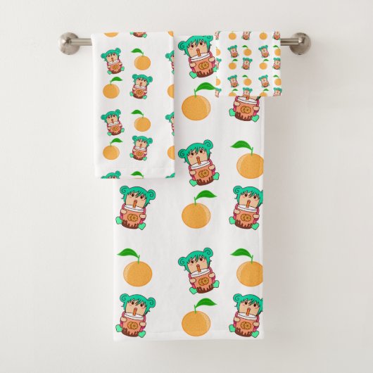 kawaii - patroon voor meisje bad handdoek (Insitu)