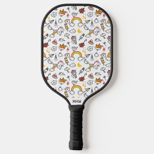 Kawaii Pattern Custom Monogram Pickleball Paddle (Achterkant)
