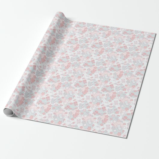 kawaii pattern with doodle cadeaupapier (Uitgerold)