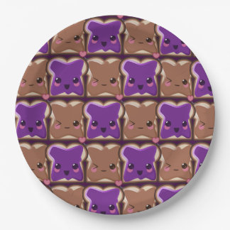 Kawaii Peanut Butter en Jelly Friends Papieren Bordje