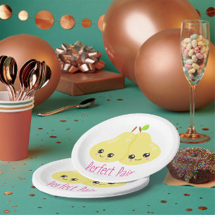 Kawaii Pear Couple Perfect Pair Funny Pun Papieren Bordje