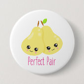 Kawaii Pear Couple Perfect Pair Funny Pun Ronde Button 7,6 Cm (Voorkant)