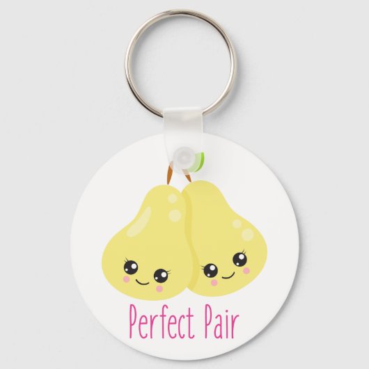 Kawaii Pear Couple Perfect Pair Funny Pun Sleutelhanger (Achterkant)