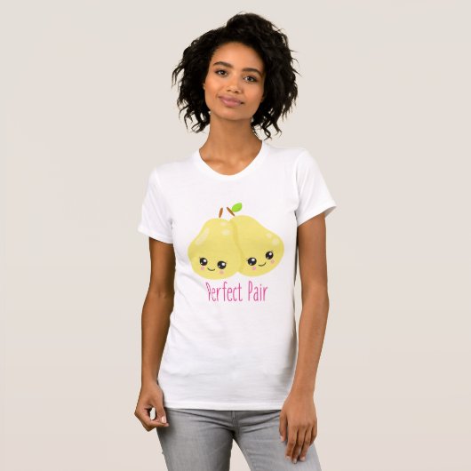 Kawaii Pear Couple Perfect Pair Funny Pun T-shirt (Voorkant volledig)