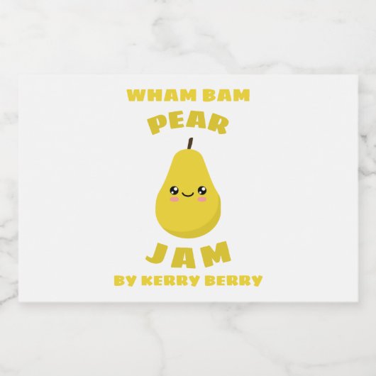 Kawaii Pear Jam Voedselcontainer Etiket (Enkel label)