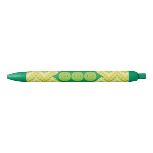 Kawaii Peas in een peul Zwarte Inkt Pen (Voorkant)