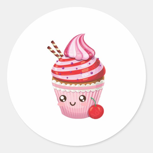 Kawaii Peppermint Surprise Cupcakes Baby T-Shirt Ronde Sticker (Voorkant)