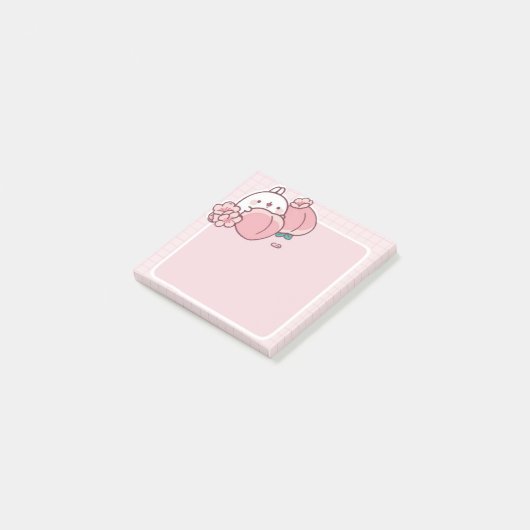 kawaii perzikenbloem Sakura roze konijntje schatti Post-it® Notes (Schuin)